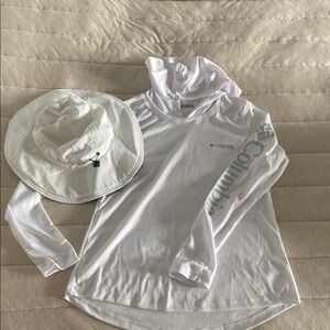 Colombia Women's PFG Tidal TeeII Hoodie sun shirt swim with hat size small